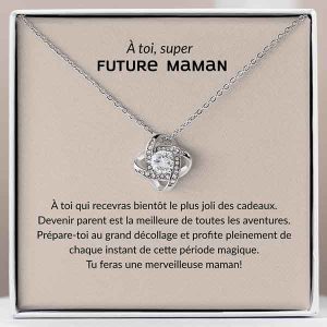 Future Maman - Collier plaqué or blanc 14K avec cristaux de zircone cubique GIA